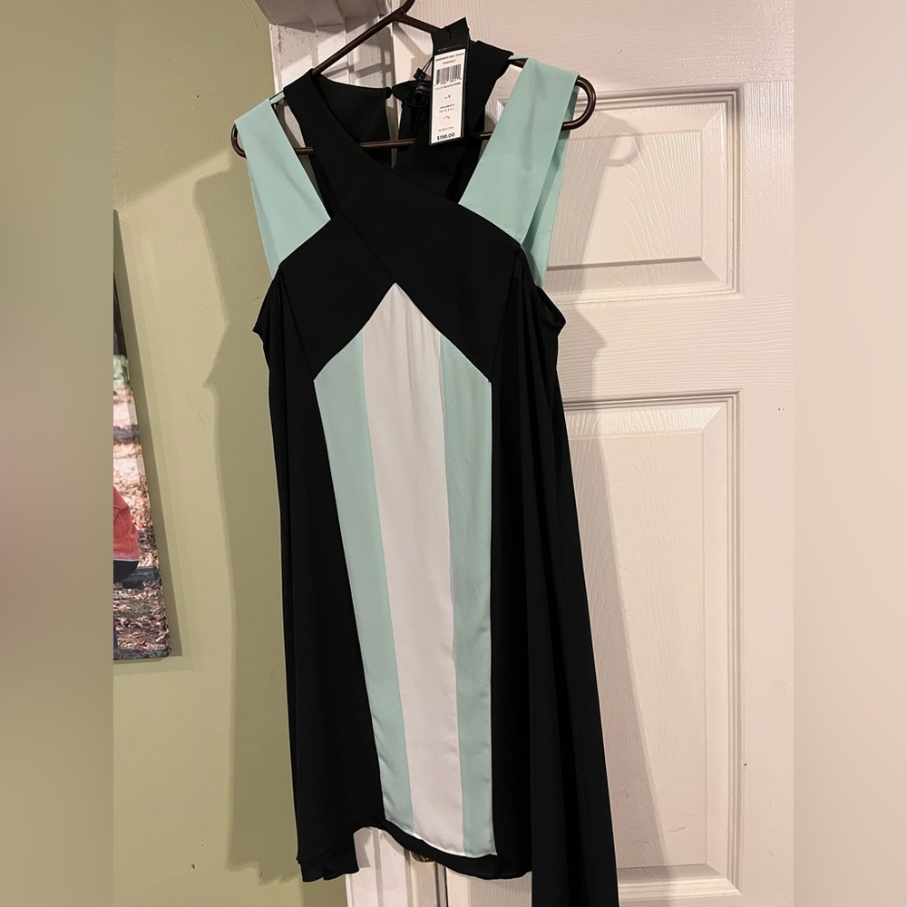 BCBGMaxAzria “Chantal” Dress-black, white, turquoise